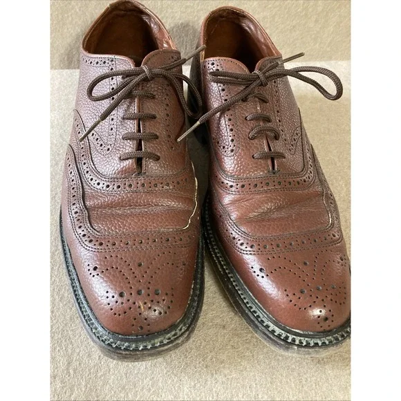 Dack Bespoke Grain Leather Wingtip Oxford Sz 9 Brown Derby Shoes‎ vtg
