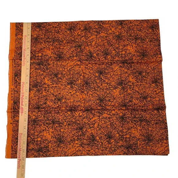 Joann Orange Glitter Sparkle Spider Web‎ Fabric 1 yd x 44
