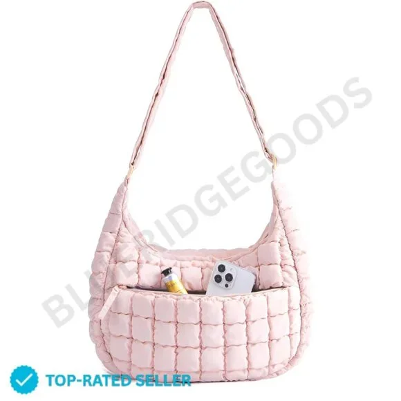 Brand New BAGSMART Hobo Small Pink Puffy Bag