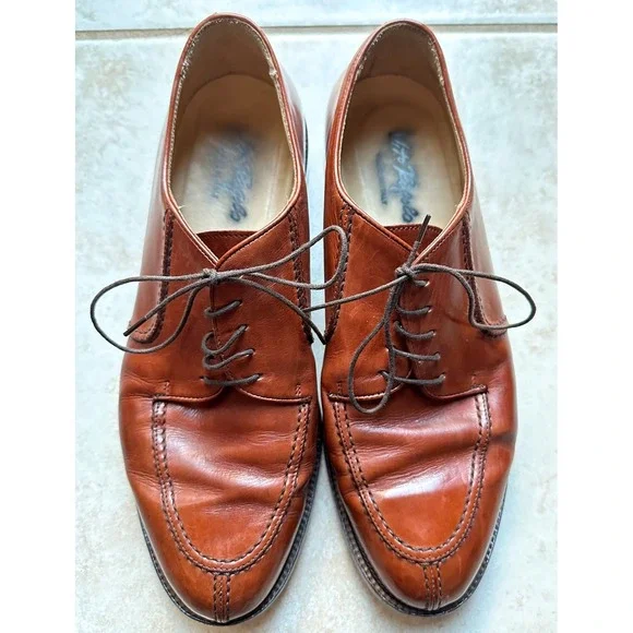 Vito Rufolo Cognac‎ Brown Oxfords Leather Loafers Shoes Made in Italy Mens 10.5