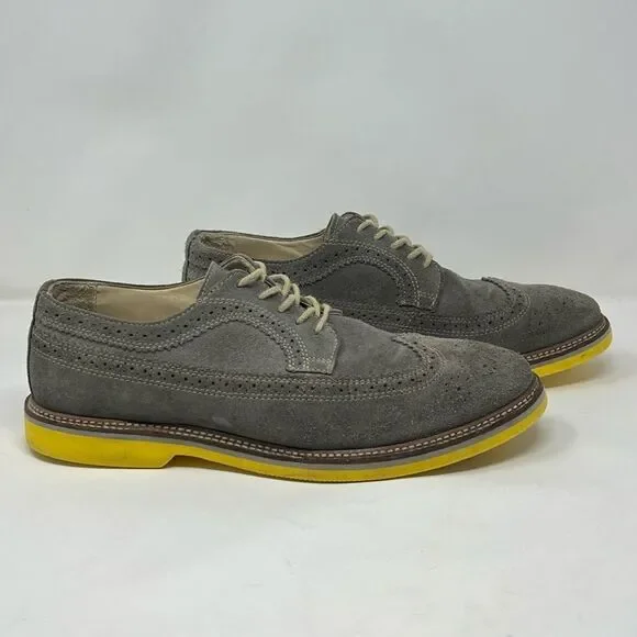 1901 Wingtip Oxford Gray Suede Yellow Sole 10M Leather Brogue Shoes M20411