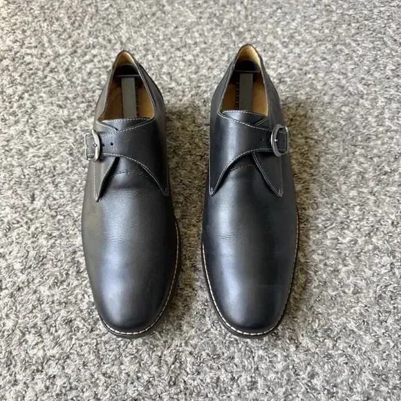 Sandro Comfort Black Leather Monk Strap Oxford Shoes Men's 11.5 D