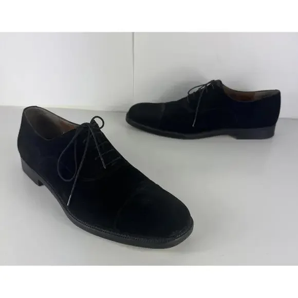 Salvatore Ferragamo Black Suede Square Toe Oxford Men's Shoes US 11.5 B