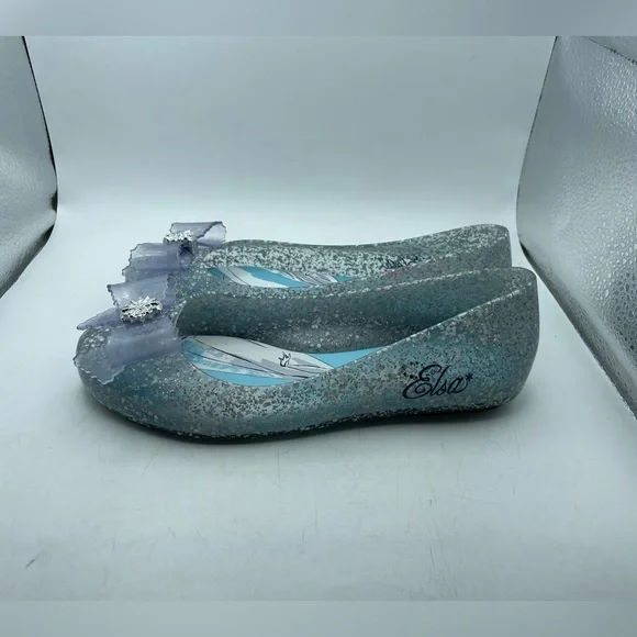 Mini Melissa girls Elsa Glitter Flats with Bow size 3