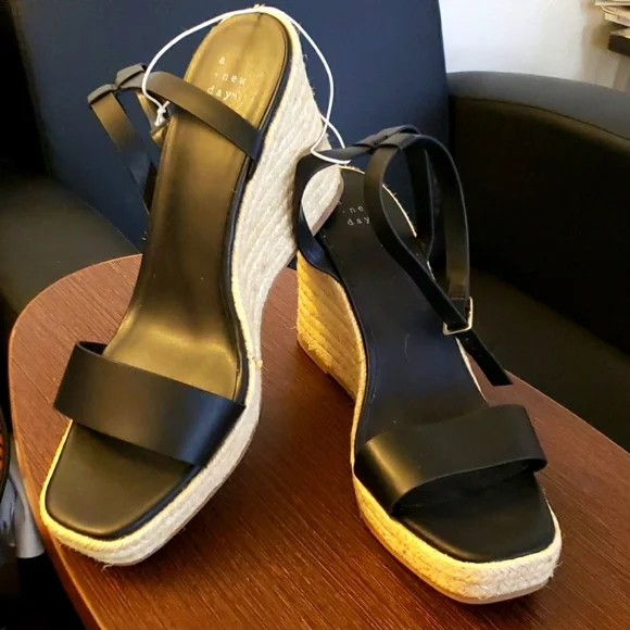 A New Day Tina Black Espadrilles Size 11