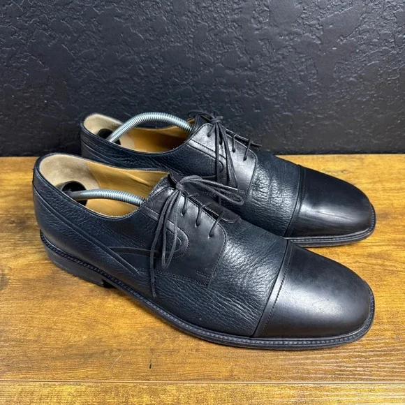 Johnston & Murphy 15-15001 Black Leather Cap Toe Derby Mens 12 M