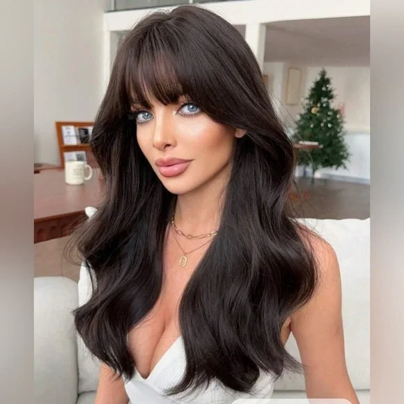 Rich Dark Chocolate Medium Lenght Wig - Calssic wig cap