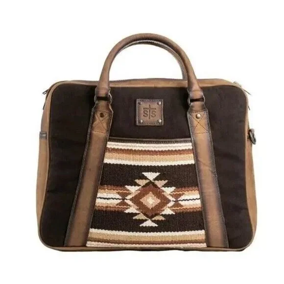 New STS Ranch Wear Sioux Falls Briefcase Bag Western Aztec Leather Travel Office