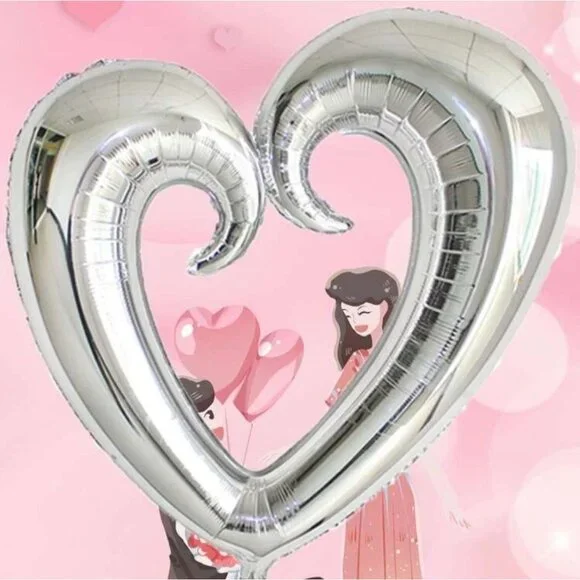 Valentine's day 1 pc heart shaped foil balloon silver color‎