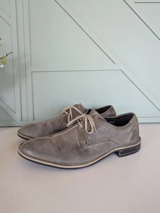Cole Haan Gray Suede Derby Lace-Up Shoes