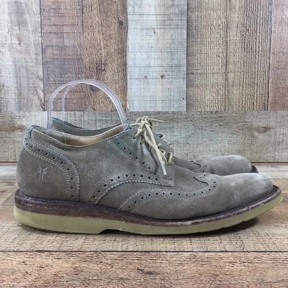 Frye Tan Leather Wingtip‎ Derby Oxford Shoes Mens 9.5 Suede