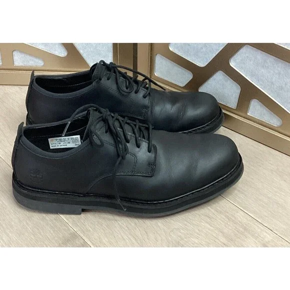 Timberland Squall Canyon Plain Toe Waterproof Oxford Black Leather Men 9 Shoes