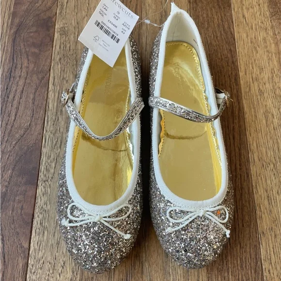 Crewcuts Gold Glitter Maryjanes‎ Girls Sz 4 NWT Dress Shoe Flower Girl Wedding