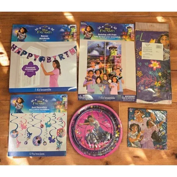 Encanto Birthday Party Decorations Supplies Backdrop w/props Plates Napkins NEW‎