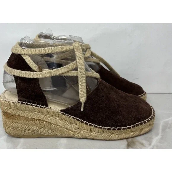 J. Jill Women Brown Suede Soft Leather Espadrille Wedge Heel Platform Sz 7 Shoes