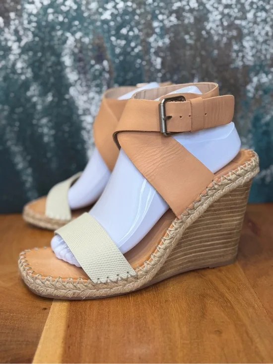 Dolce Vita 2010’s Coastal Boho Tan/Cream Espadrille Wedges Size 10 (VGUC)