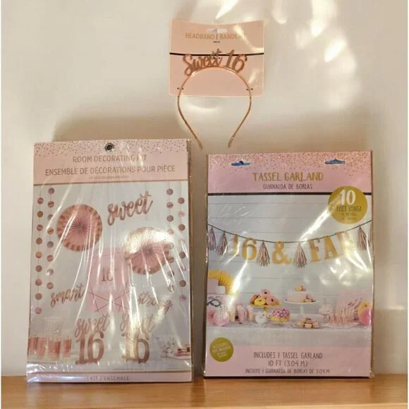 Sweet 16 Party Decorations Birthday Tassel‎ Garland Headband Room Decorating Kit
