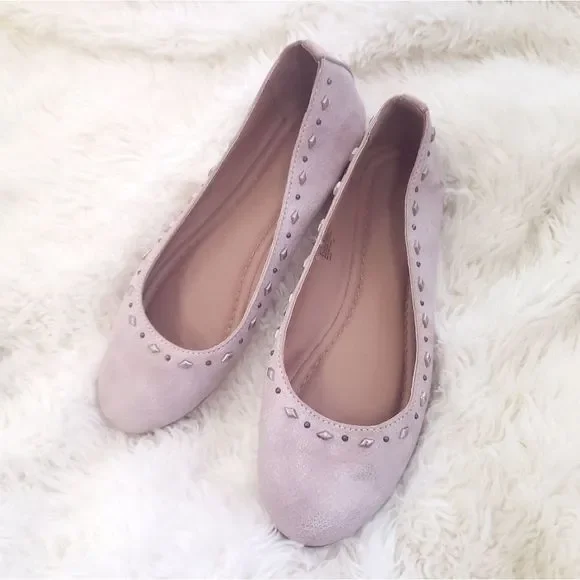 Frye Carson Tri-Stud Ballet Flats in Shimmery Blush Pink