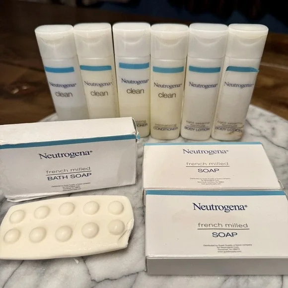 Travel LOT 9 Neutrogena Clean Shampoo Conditioner French Soap Sesame Lotion