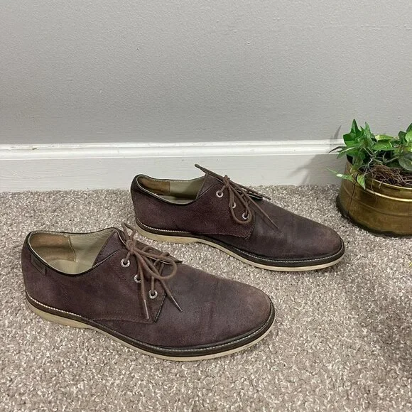 LACOSTE SHERBROOKE 9 GOLF SRM Mens SIZE 9.5 OXFORD SUEDE SHOES BROWN