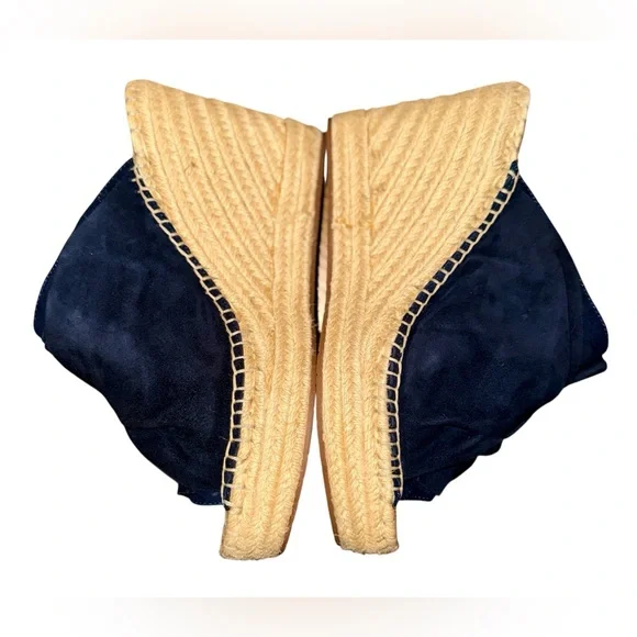 Kenneth Cole Navy Suede‎ Espadrille Wedge Mules Size 8.5