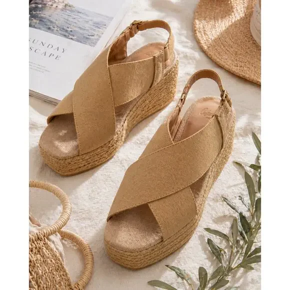 CASTAÑER Quilu Espadrille Wedge Sandals Camel Tan Size 40 (US 10)