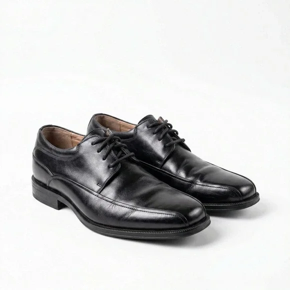 Florsheim Mens Comfortech Black Leather Square Toe Lace Up Dress Shoes‎ 9.5D
