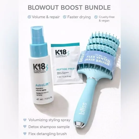 K18 AstroLift Volume Spray 47mL + Bliss Flex Brush + K18 Peptide Prep Sample