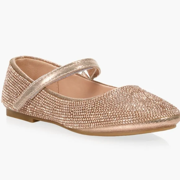 Nanette lepore rhinestone rose gold ballet slippers dress shoes 1.5 2