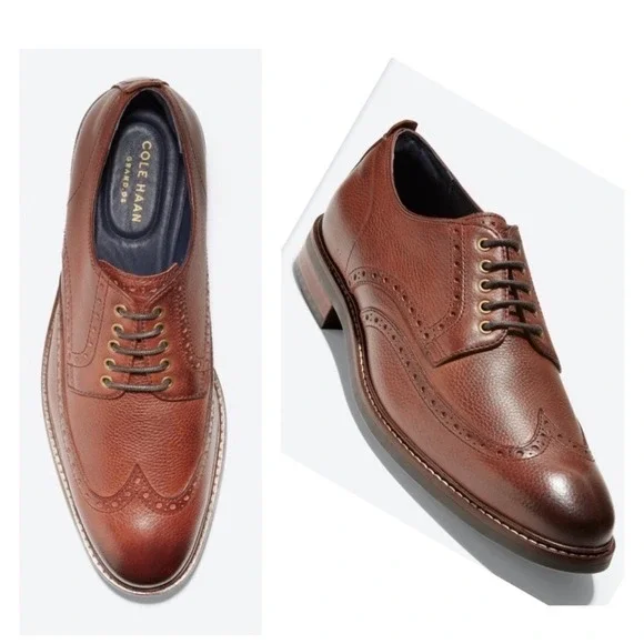 Cole Haan Watson Wingtip Oxford Mens 11 Brown Leather Brogue Dress Shoes EUC