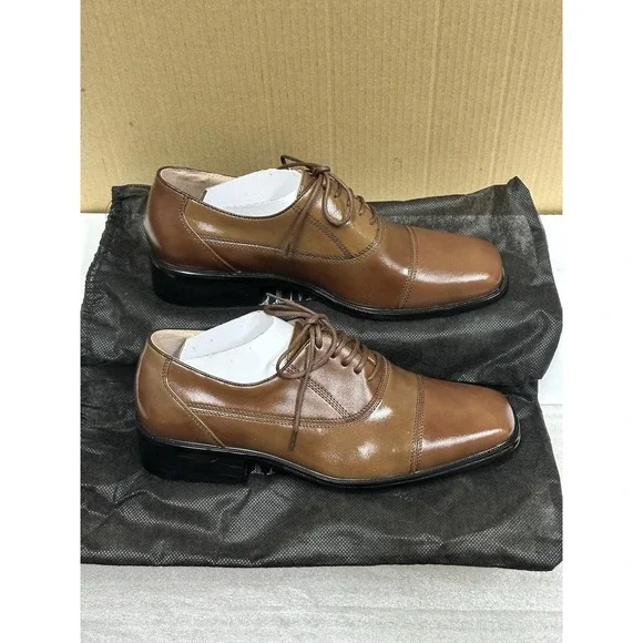 Climate-X Men's Cap Toe Brown Leather Dress Shoe New‎ In Box Size 7.5 MSRP 399