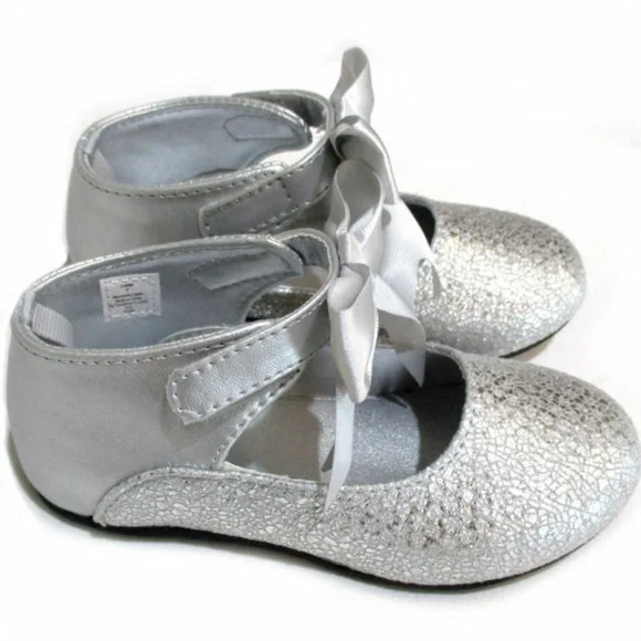 NEW‎ Baby Deer Silver T-Strap Mary Janes Shoes Girls sz 2 Infant sz 10