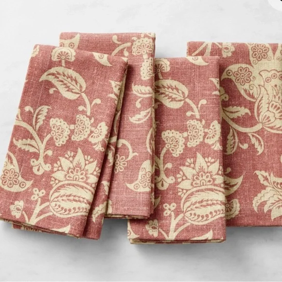 NWT Williams & Sonoma Provençal Floral Napkins, Set of 4, Red