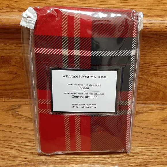 Williams Sonoma Parker Plaid Flannel Euro Sham Red