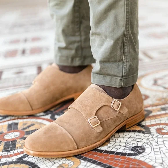 1901 Albany Double Monk Strap Tan suede