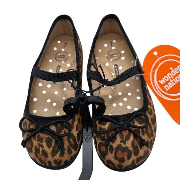 Wonder‎ Nation Leopard Print Mary Jane Shoes Girls Size 7 Bow Accent NWT