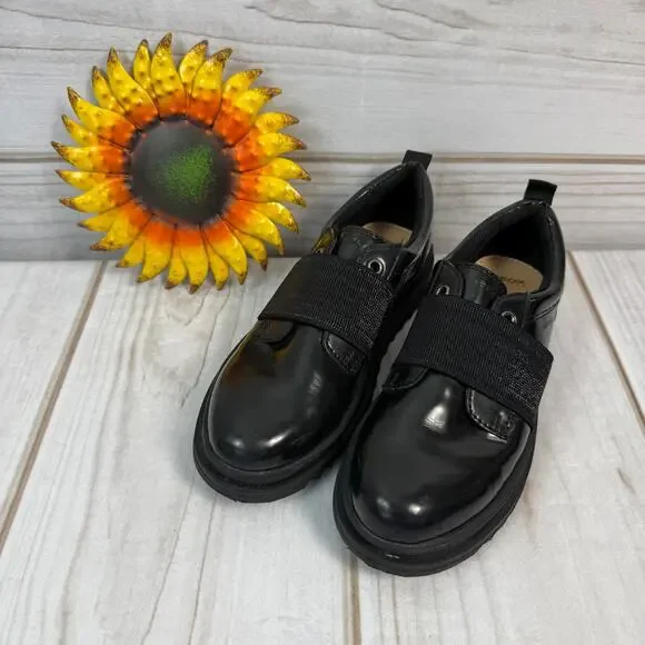 Geox Kids Respira Black Patent Leather Chunky Sole Boys Shoes‎ Size 1Y
