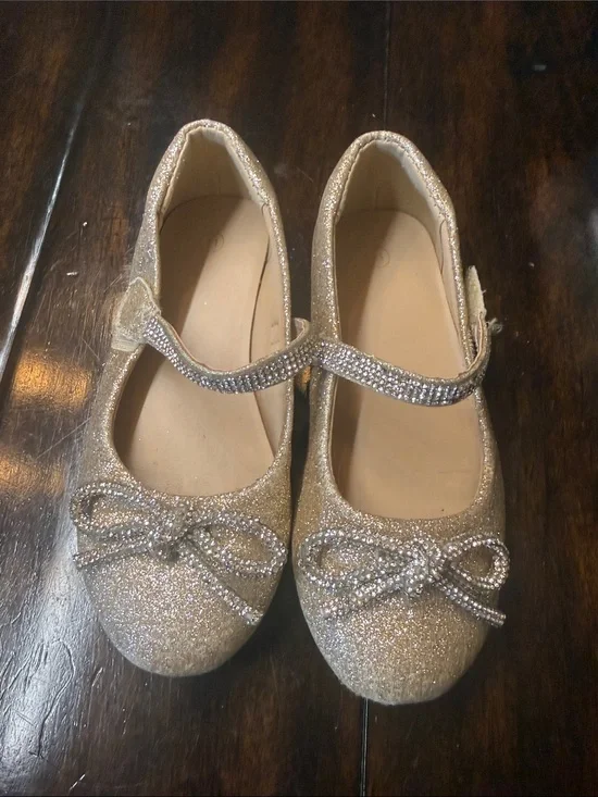 Girls' Glitter Bow Mary Jane Dress Shoes - Gold