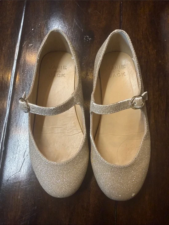 Janie and Jack Girls' Glitter Gold Mary Jane Flats