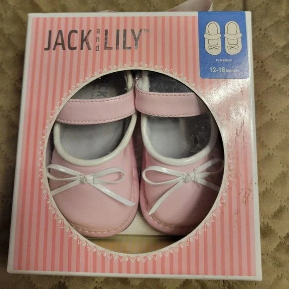 Jack & Lily Pink and‎ white shoes size 12m 18m slip on soft soles learn to walk