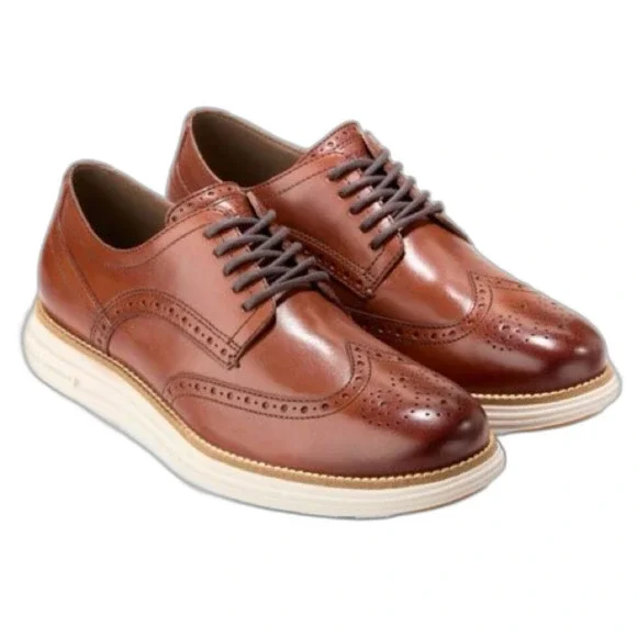 Cole Haan Men's Tan Leather Oxfords Size 7 Dress Shoes Work Office Casual Brown