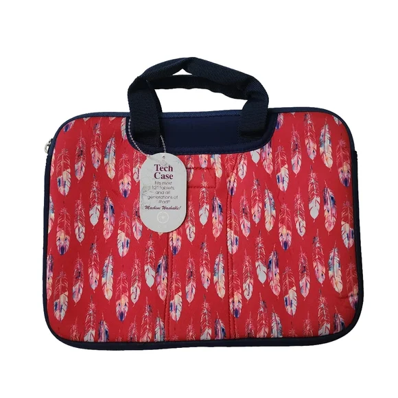Feather Print Tablet Tech Case Neoprene Up To 12