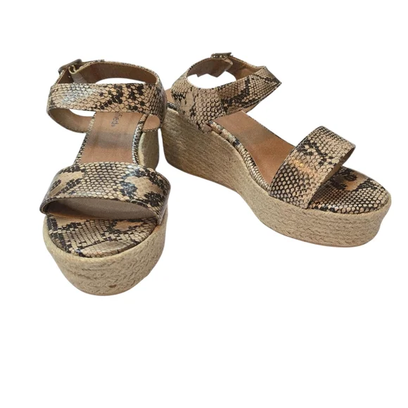 City Classifired Snake Print Wedge Sandals