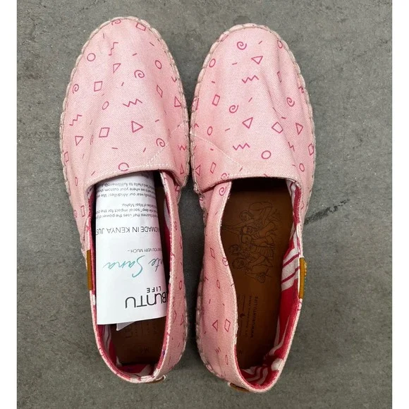 UBUNTU Shoes Flats‎ Espadrilles Afridrilles Pink Canvas Jute - Women's Size 9W