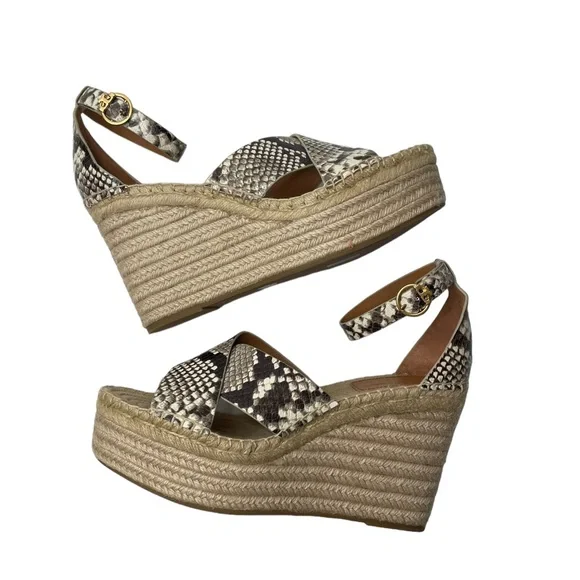 Tory Burch | Selby Snake-Print Wedge Platform Espadrilles 9
