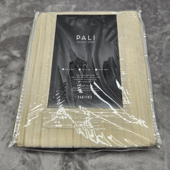 Z Gallerie Pali Gold Drapery Panel 54x84 Textured Rod Pocket Back Tab Curtain