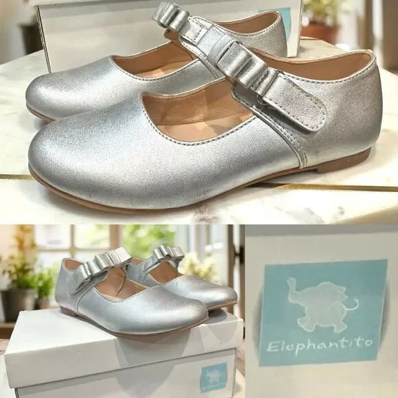 Elephantito Charlotte Leather Bow detail Mary Jane Kids Size 11.5 EU 28