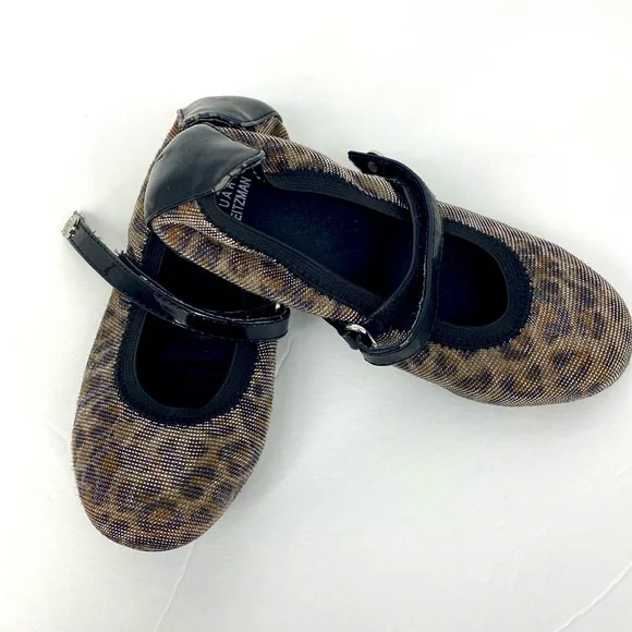 Stuart Weitzman Pali Casey Toddler Girl Sz 11 Leopard Print Ballet Flats Shimmer