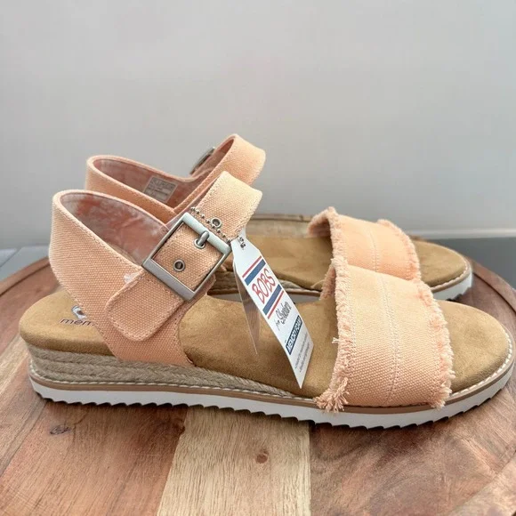 BOBS from Skechers Womens 10 Desert‎ Kiss Peach Canvas Espadrille Sandals