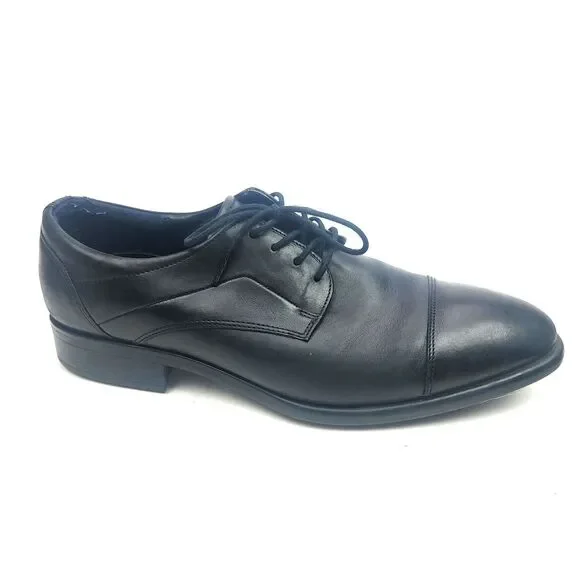 Ecco Tray Tech Black Leather Cap Toe Derby Men’s Size 45EU/11-11.5